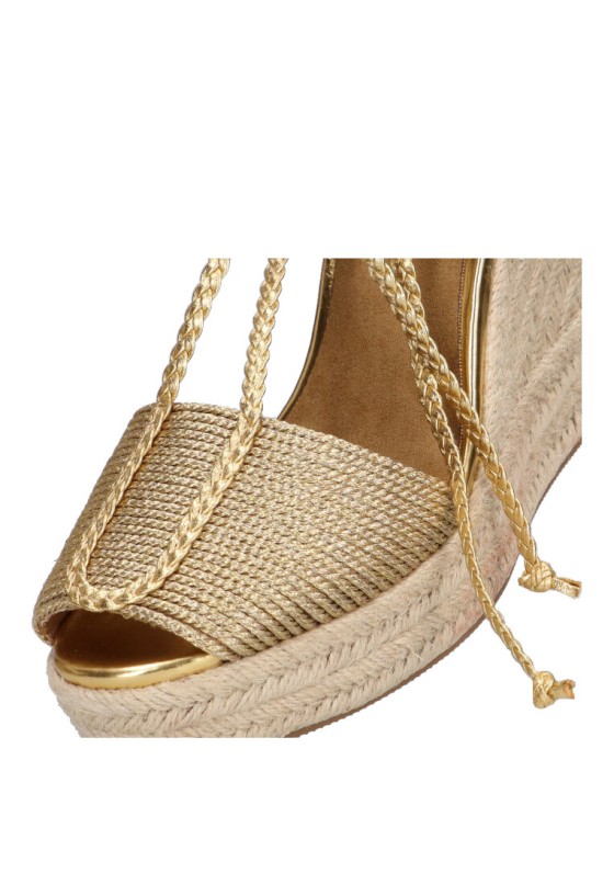 Sandalia de mujer LUNA TREND m4350 oro sintetico cuña alta