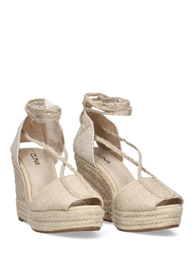 Sandalia de mujer LUNA TREND m4350 natural sintetico cuña alta
