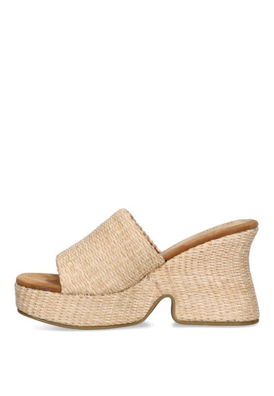 Zueco de mujer LUNA TREND m4345 natural sintetico cuña alta