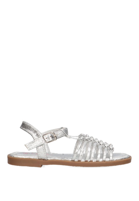 Sandalia de niña LUNA KIDS c957 plata sintetico suela plana