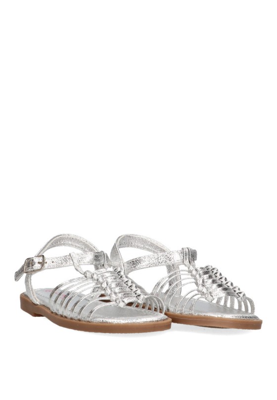 Sandalia de niña LUNA KIDS c957 plata sintetico suela plana