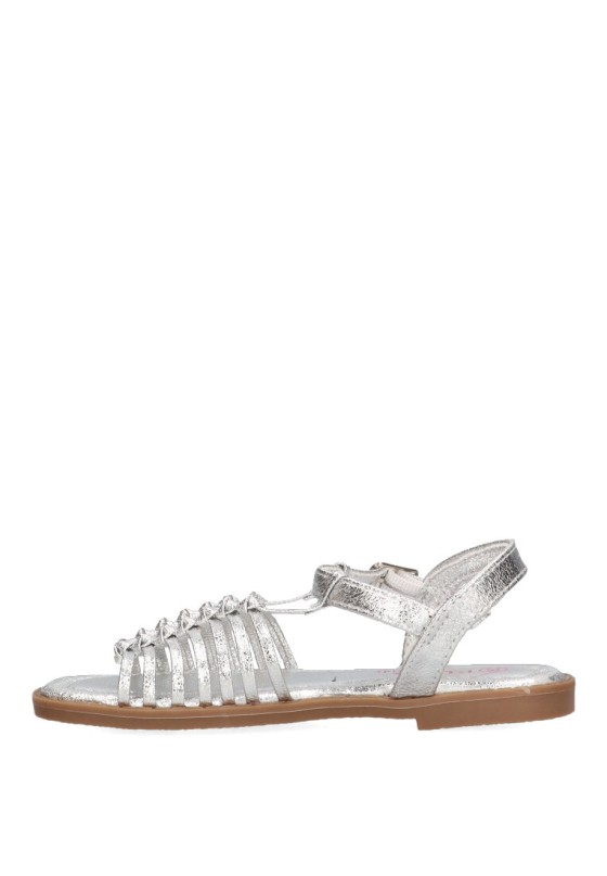Sandalia de niña LUNA KIDS c957 plata sintetico suela plana