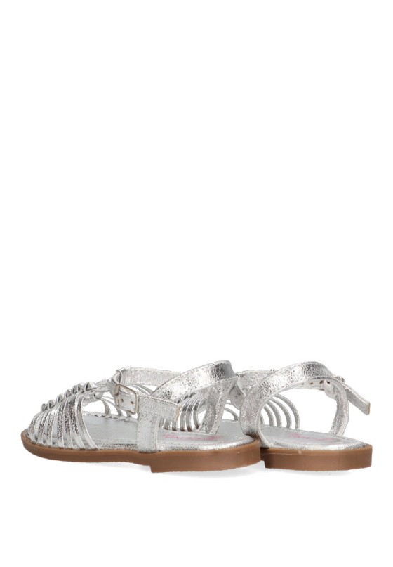 Sandalia de niña LUNA KIDS c957 plata sintetico suela plana