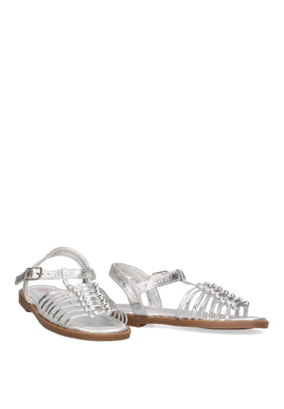 Sandalia de niña LUNA KIDS c957 plata sintetico suela plana