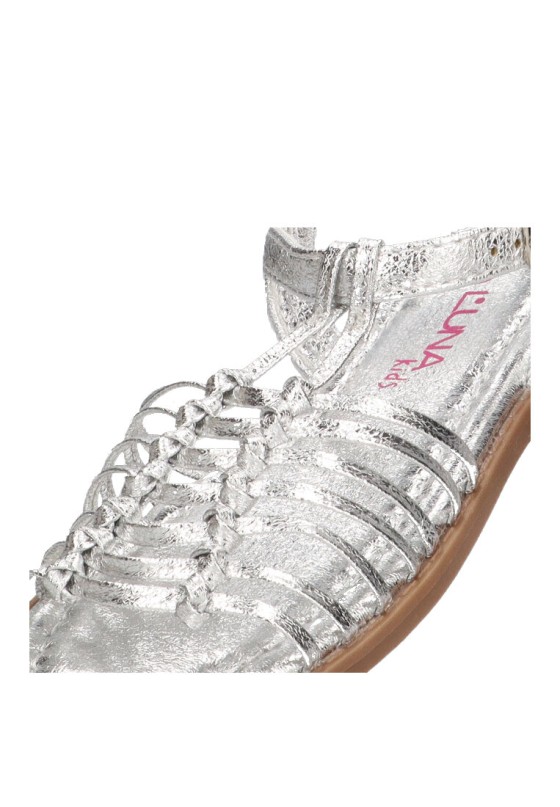 Sandalia de niña LUNA KIDS c957 plata sintetico suela plana