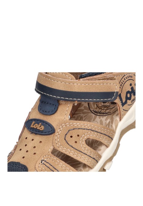 Sandalia de niño LOIS 46224 camel sintetico suela plana