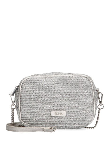 Bolso bandolera pequeña de mujer Luna Collection aurora 1 plata rafia 