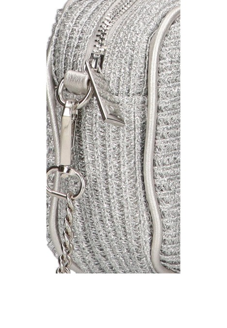 Bolso bandolera pequeña de mujer Luna Collection aurora 1 plata rafia 
