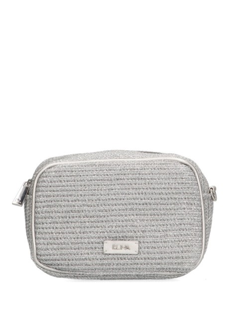 Bolso bandolera pequeña de mujer Luna Collection aurora 1 plata rafia 