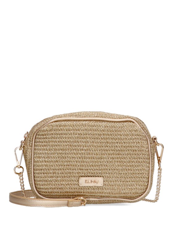 Bolso bandolera pequeña de mujer Luna Collection aurora 1 oro rafia 