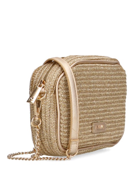 Bolso bandolera pequeña de mujer Luna Collection aurora 1 oro rafia 