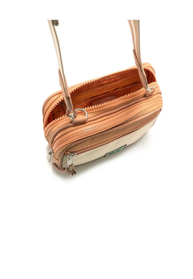 Bolso bandolera pequeña de mujer MUSTANG aural naranja textil  