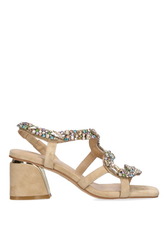 Sandalia de mujer ALMA EN PENA 713 beige piel tacón medio