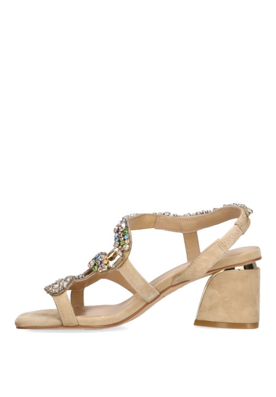 Sandalia de mujer ALMA EN PENA 713 beige piel tacón medio