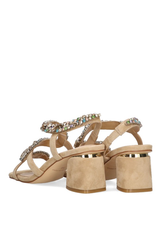 Sandalia de mujer ALMA EN PENA 713 beige piel tacón medio