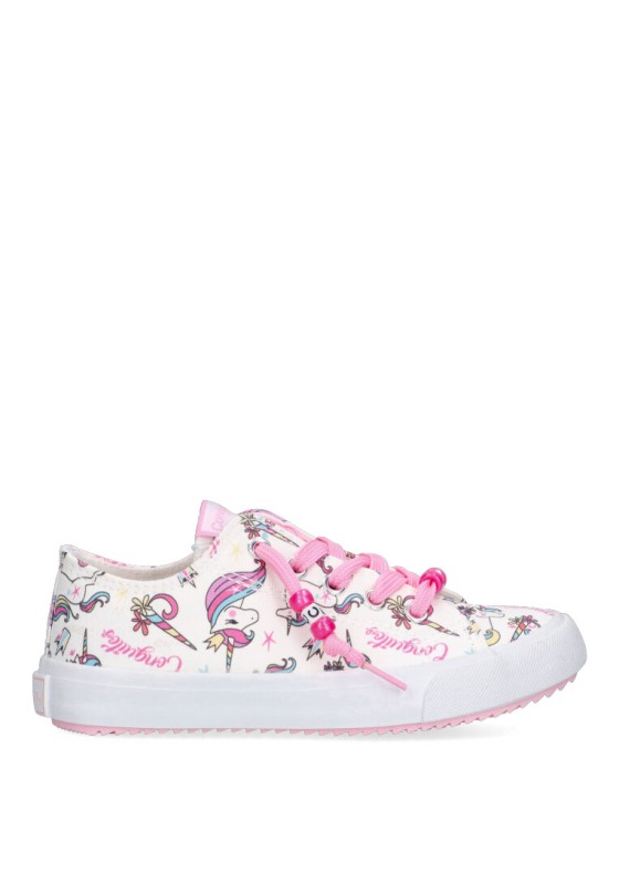 Deportivo de niña CONGUITOS 284066 blanco textil  suela plana