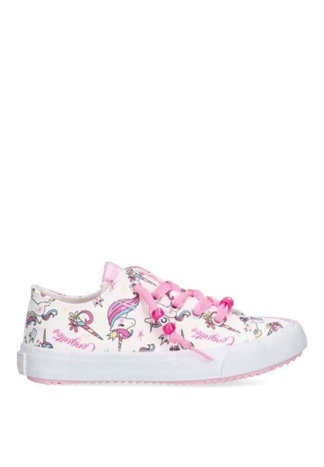Deportivo de niña CONGUITOS 284066 blanco textil  suela plana