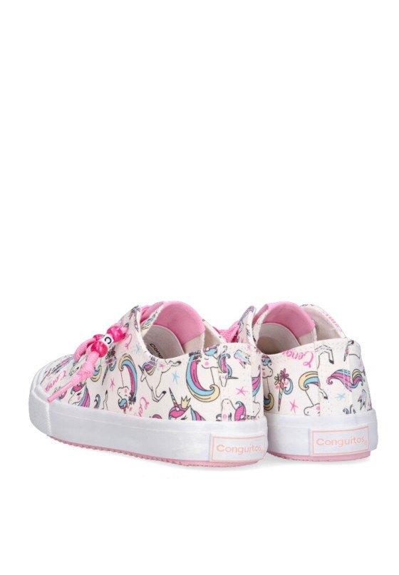 Deportivo de niña CONGUITOS 284066 blanco textil  suela plana