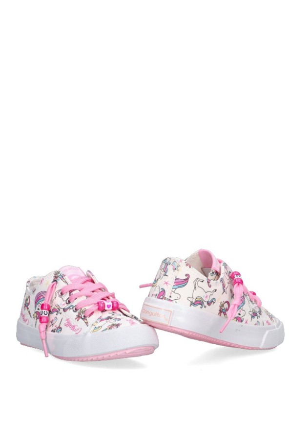 Deportivo de niña CONGUITOS 284066 blanco textil  suela plana