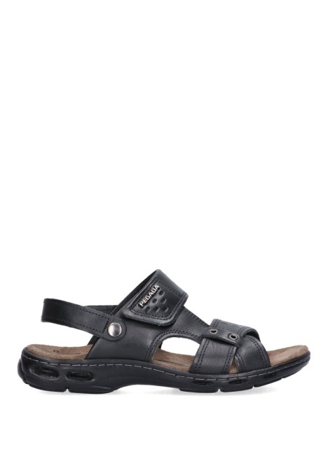 Sandalia de hombre PEGADA 130688 negro piel suela plana