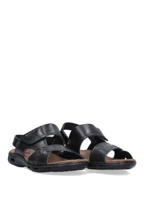 Sandalia de hombre PEGADA 130688 negro piel suela plana