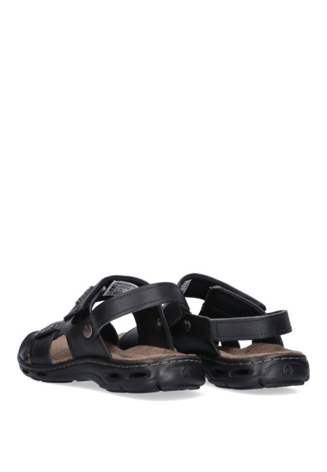 Sandalia de hombre PEGADA 130688 negro piel suela plana