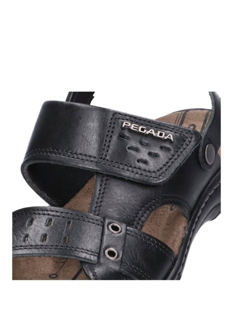 Sandalia de hombre PEGADA 130688 negro piel suela plana