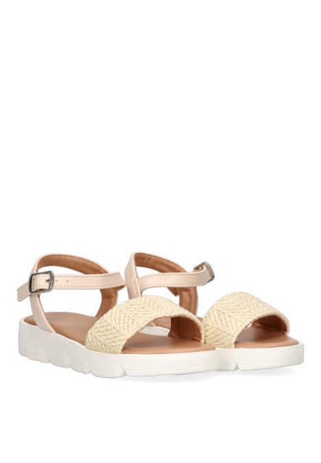 Sandalia de niña LUNA KIDS c924 natural sintetico suela plana