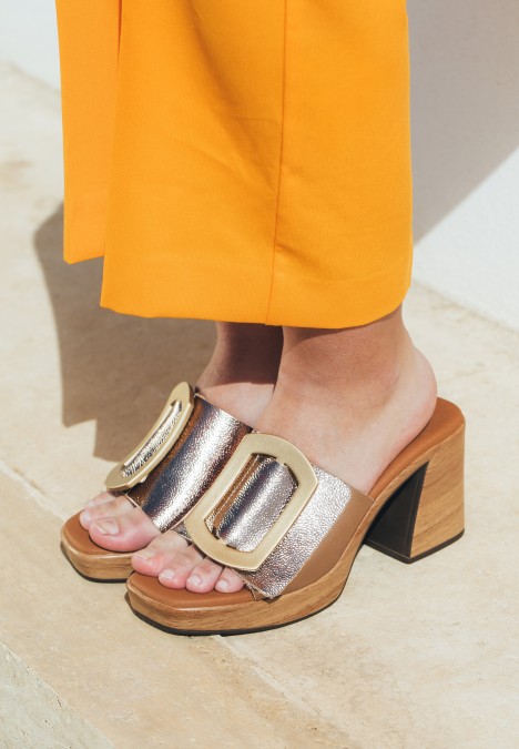 Sandalia de mujer LUNA SD 5394 oro piel tacón alto