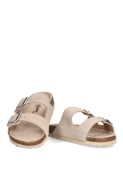 Sandalia de niña BUBBLE BOBBLE c926 beige piel suela plana