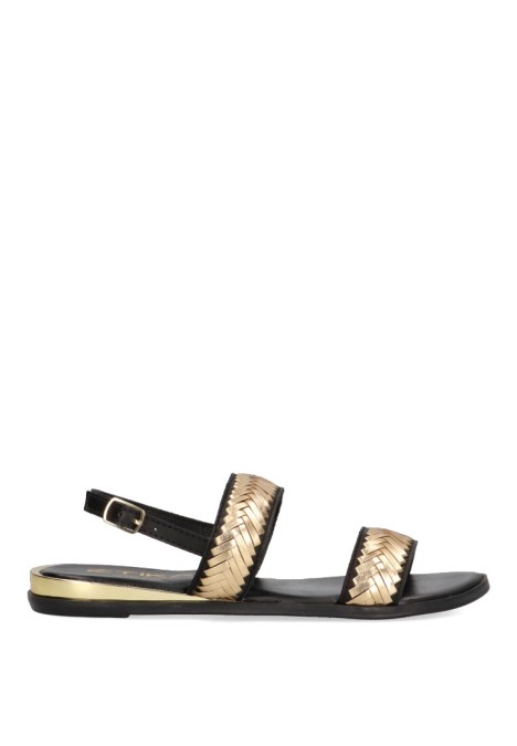 Sandalia de mujer ETIKA 10046 negro sintetico suela plana