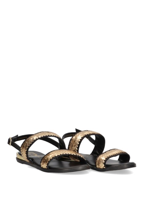 Sandalia de mujer ETIKA 10046 negro sintetico suela plana