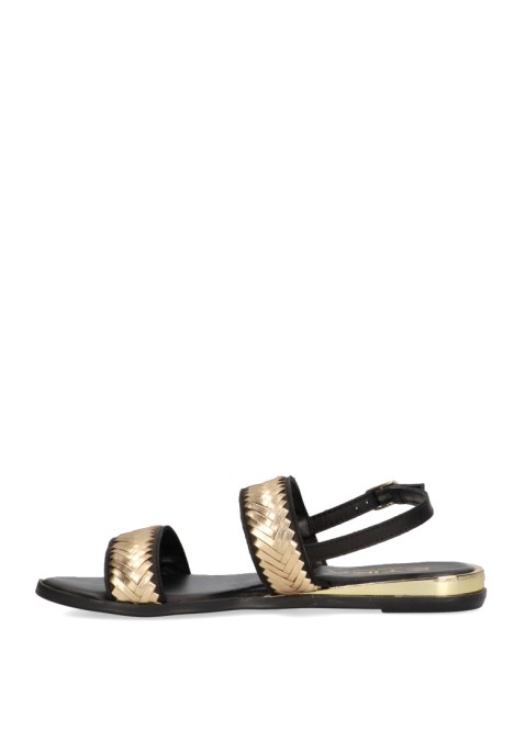 Sandalia de mujer ETIKA 10046 negro sintetico suela plana
