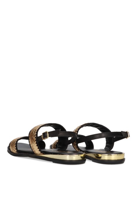Sandalia de mujer ETIKA 10046 negro sintetico suela plana