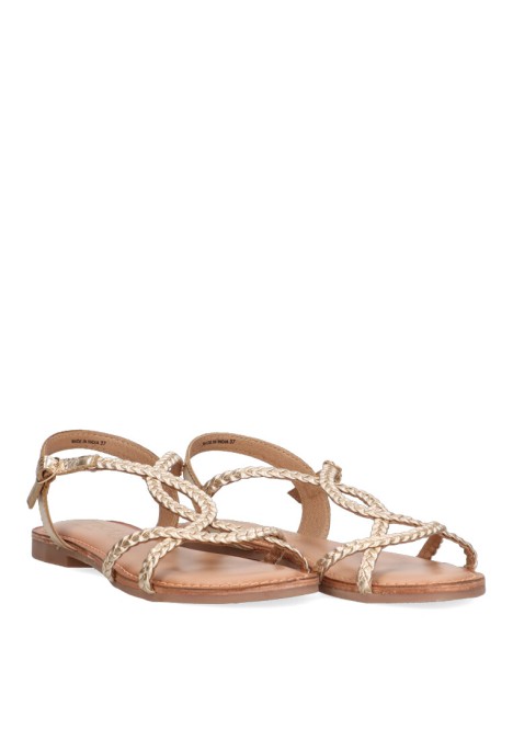 Sandalia de mujer ETIKA 10043 oro sintetico suela plana