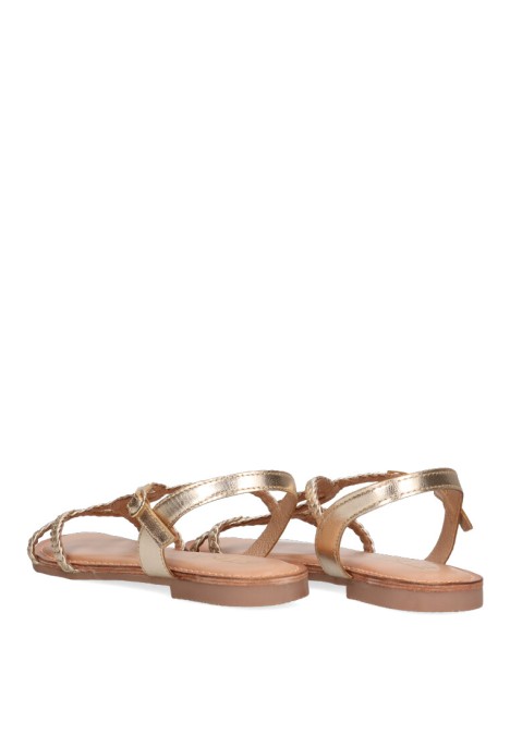 Sandalia de mujer ETIKA 10043 oro sintetico suela plana