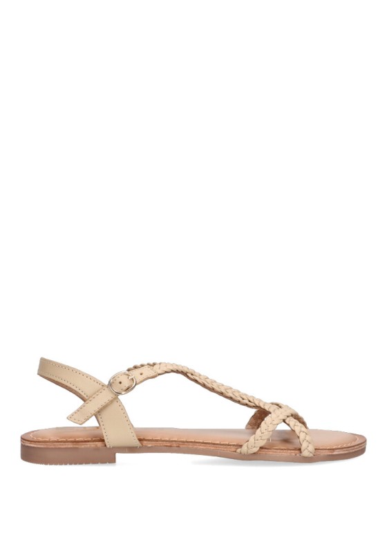 Sandalia de mujer ETIKA 10043 beige sintetico suela plana