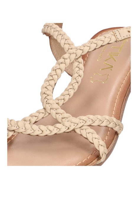 Sandalia de mujer ETIKA 10043 beige sintetico suela plana