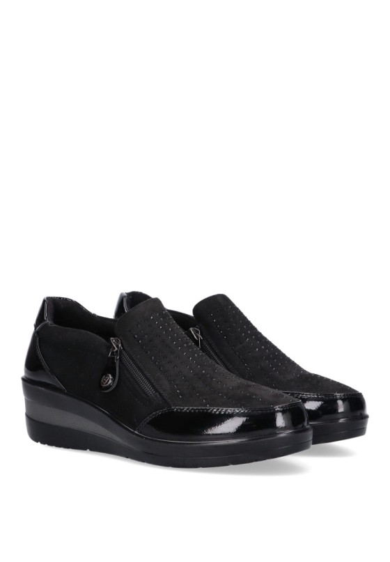 Zapato de mujer AMARPIES amd25337 negro sintetico suela plana