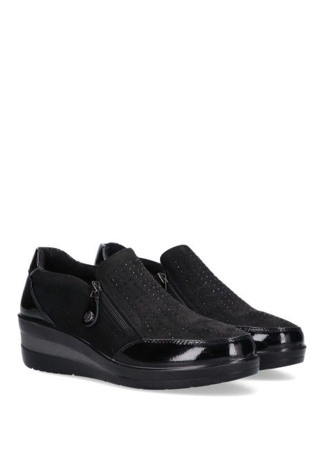 Zapato de mujer AMARPIES amd25337 negro sintetico suela plana