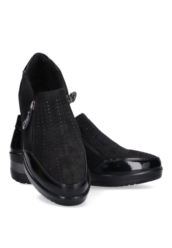 Zapato de mujer AMARPIES amd25337 negro sintetico suela plana