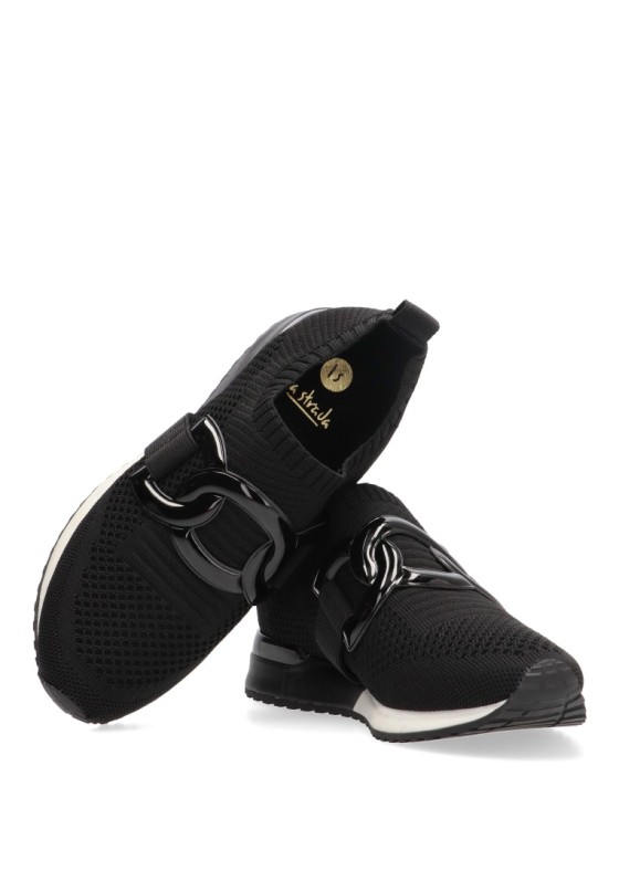 Deportivo de mujer LA STRADA 2203626 negro textil  suela plana