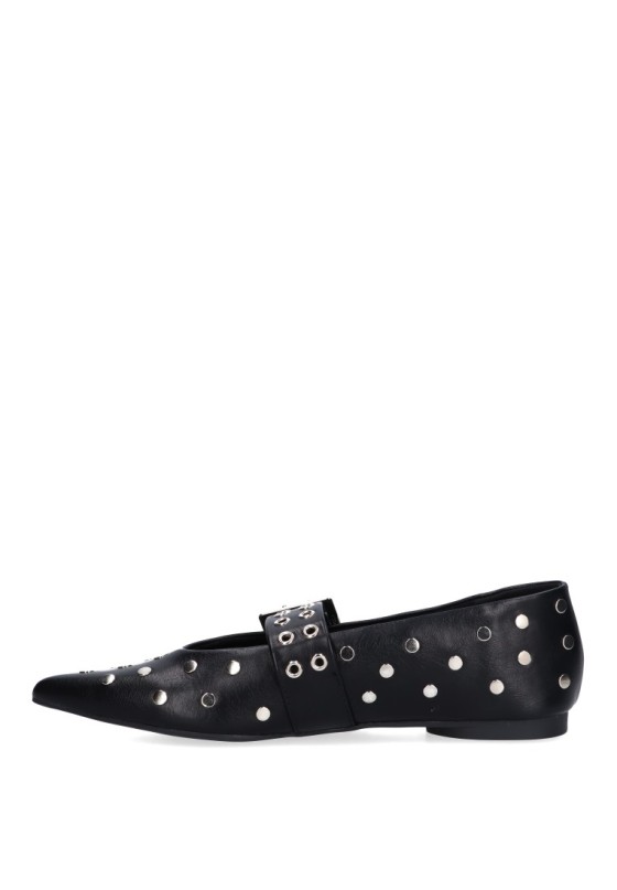 Bailarina  de mujer LUNA TREND m4655 negro sintetico suela plana