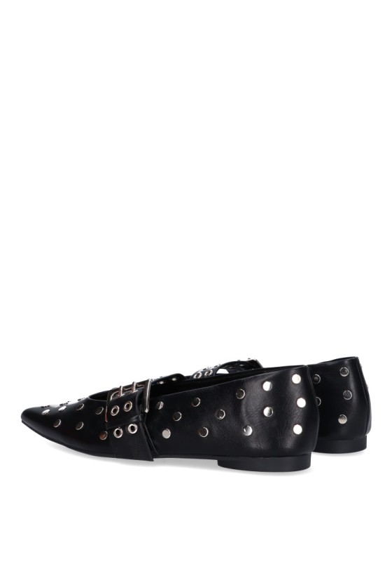 Bailarina  de mujer LUNA TREND m4655 negro sintetico suela plana