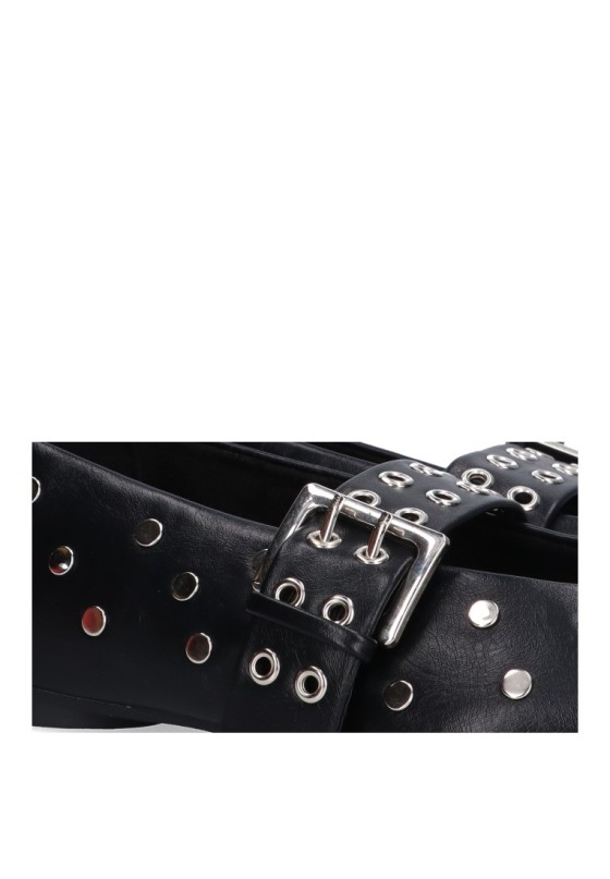 Bailarina  de mujer LUNA TREND m4655 negro sintetico suela plana