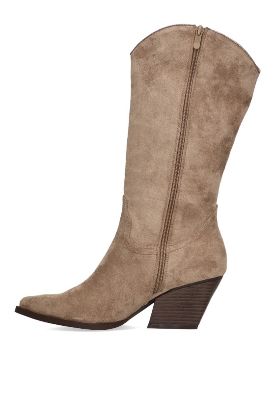 Bota de mujer ETIKA 110518 taupe antelina tacón medio