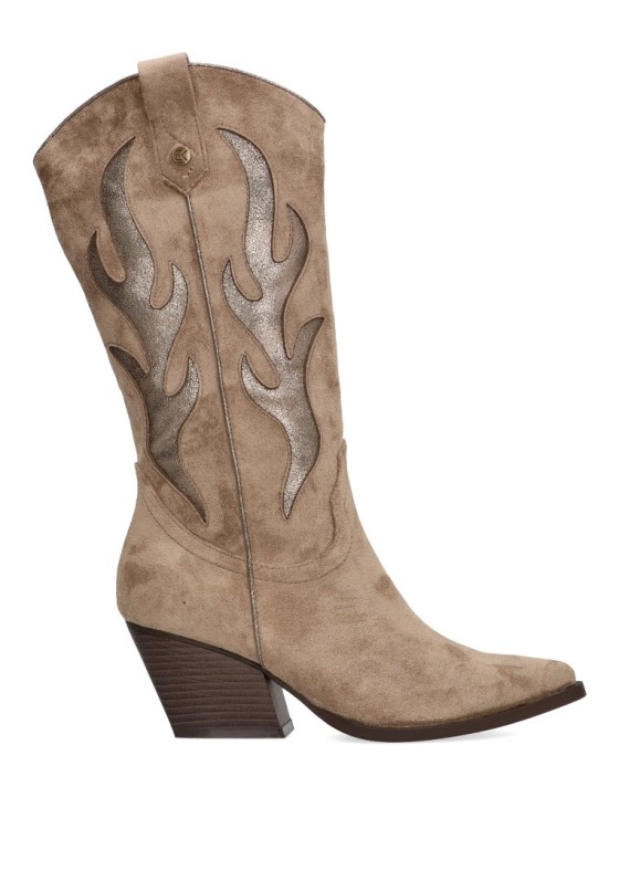 Bota de mujer ETIKA 110518 taupe antelina tacón medio