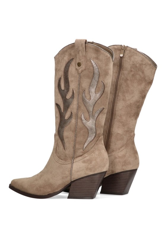 Bota de mujer ETIKA 110518 taupe antelina tacón medio