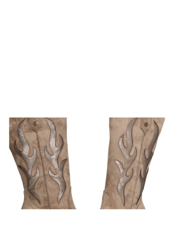 Bota de mujer ETIKA 110518 taupe antelina tacón medio