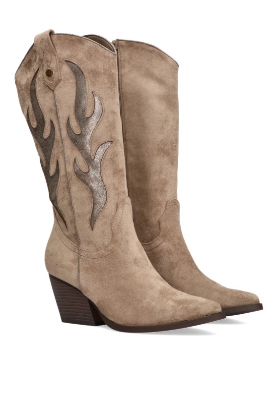 Bota de mujer ETIKA 110518 taupe antelina tacón medio